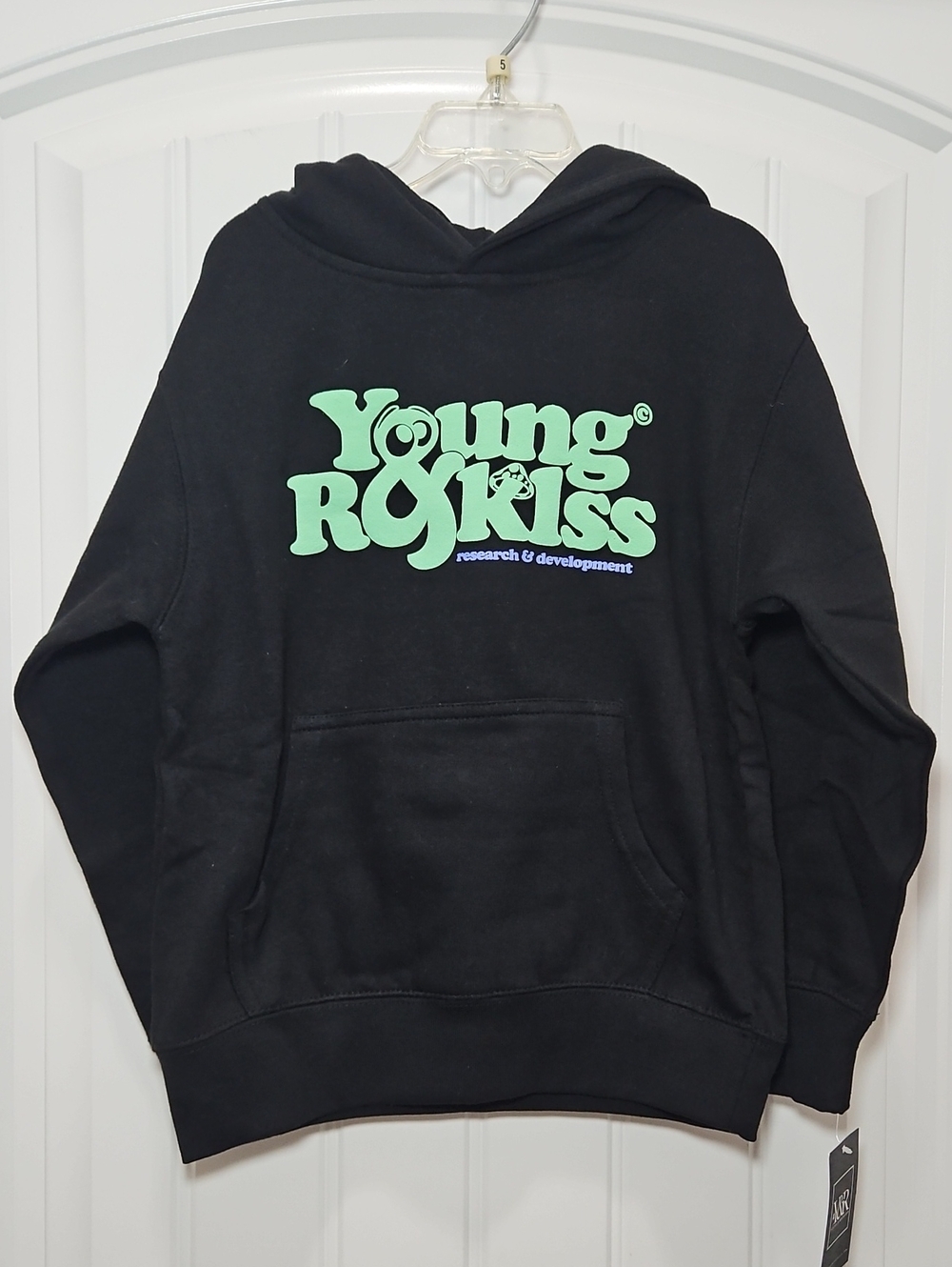 Young & Reckless Black Hoodie Mint Green Logo Kids Small New Streetwear